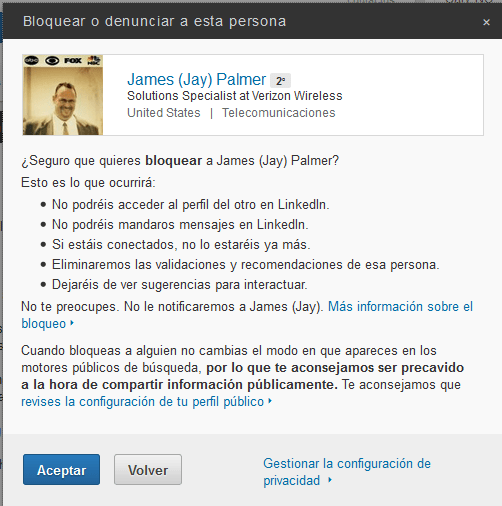 Paso 3 para bloquear un contacto en LinkedIn